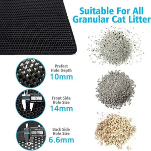 Tapete de areia para gatos, camada dupla, filtro, resistente à água, antiderrapante